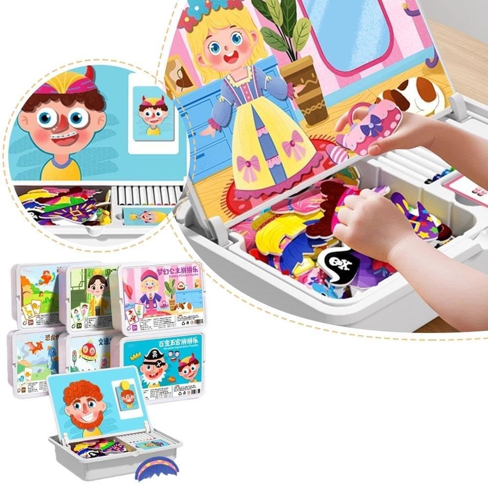 Puzzle Magnétique Visage Enfant – Boîte Magnétique Double Face avec Tableau à Dessin et Pièces Magnétiques, Jeu Créatif pour Expressions Faciales, Activité Montessori pour Voyage, Maison et École