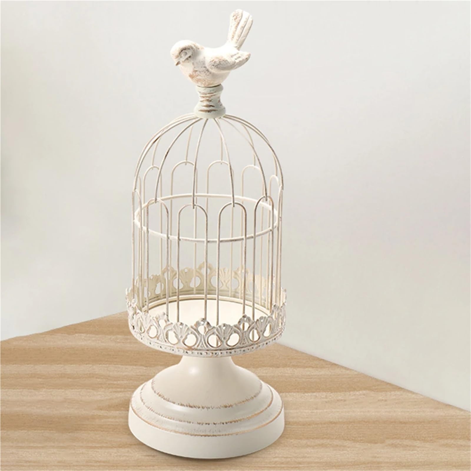 Portavelas de metal con forma de jaula para pájaros, para mesa, boda, fiesta, oficina, sala de estar, decoración (negro, 14 x 31,5 cm)