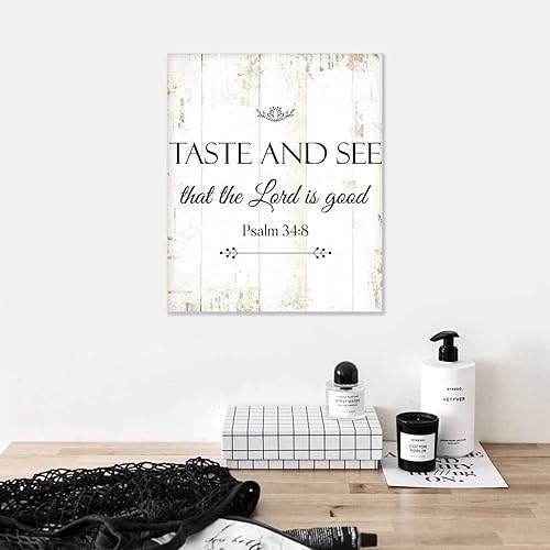 Miniatura 4 de Letrero de madera con texto en inglés "Taste and See That The Lord Is Good" Salmo 34 8 signos religiosos cristianos de Jesús, versículo bíblico,