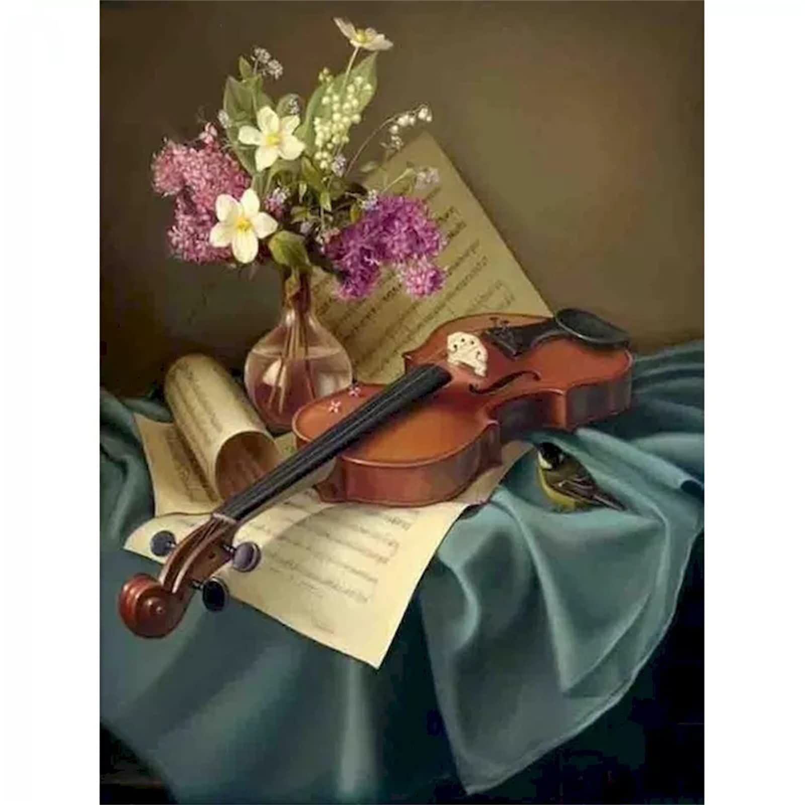 Cekog Malen Nach Zahlen Erwachsene,Violine DIY Handgemalt Ölgemälde Leinwand Kits mit Pinseln Acrylpigment Zeichnung für Erwachsene Kinder Paint by Numbers für Haus Wand Decor 60x75cm Ohne Rahmen