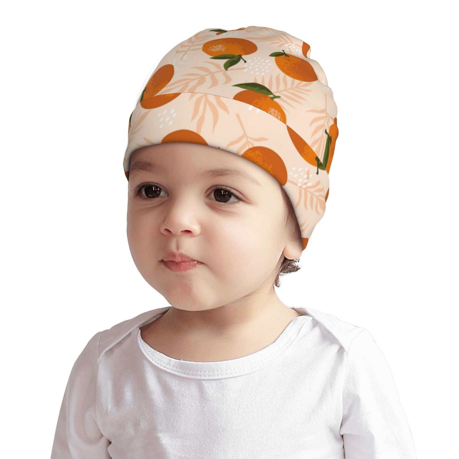 Rqzwdq Fruit of Oranges and Leaves Pattern Kids Beanie Hats Warm Knit Beanie Cap Skull Caps Gifts Decor for Boys Girls