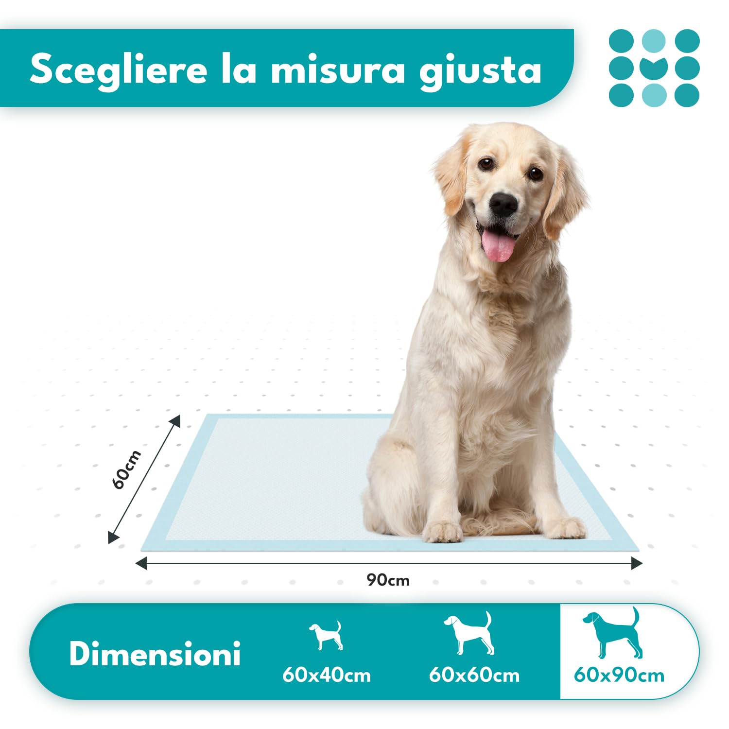 100 tappetini assorbenti per cuccioli 60x90 cm, maneo traversine igieniche per cani, tappeti pipì impermeabili a 5 strati, per cuccioli, gatti e animali domestici