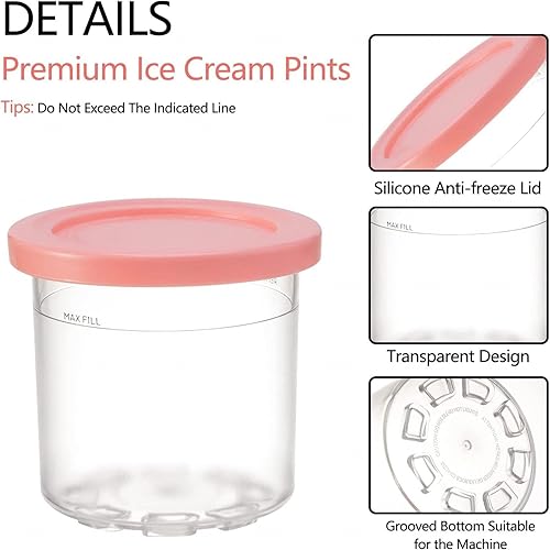 Miniatura 2 de UNDR 246PCS Creami Pints and Lids, for Ninja Kitchen Creami,16 OZ Ice Cream Pint Cooler Airtight,Reusable Compatible NC301 NC300 NC299AMZ Series Ice