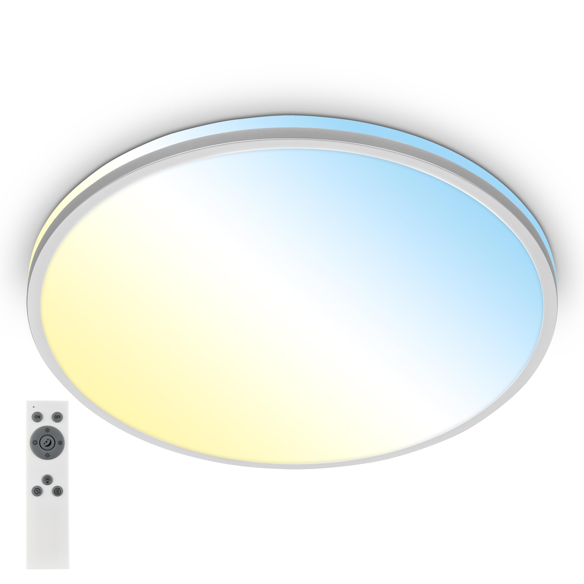 BRILONER - LED Ceiling lamp with Remote Control, Warm White to Cool White, dimmable, LED lamp, LED Ceiling Light, Living Room lamp, Kitchen lamp, Ceiling Lighting, 49 x 9.5 cm, matt Chrome โ image 1