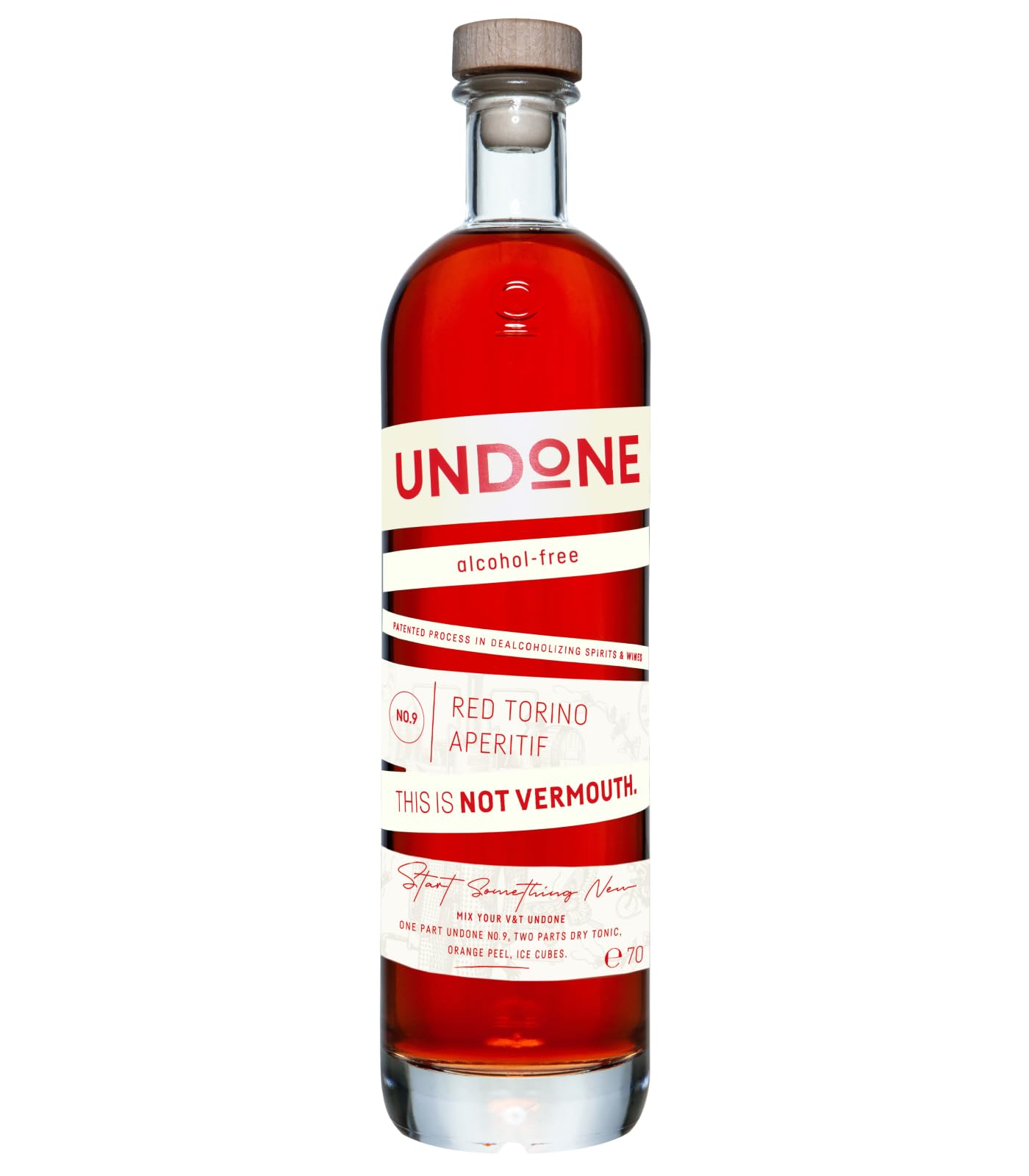 UNDONE No. 9 Red Torino Aperitif - Not Vermouth · 700ml · Alkoholfreier Vermouth Rosso mit authentischem Geschmack · Natürliche Inhaltsstoffe · <0,3% Alkohol