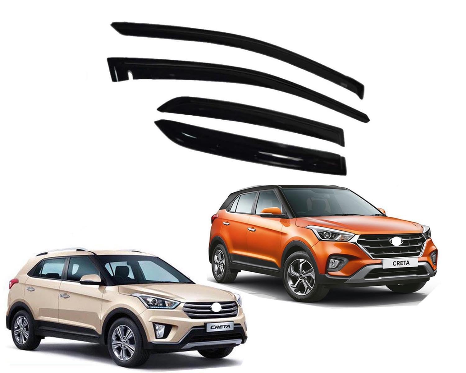 Compatible with Door Visor Wind Rain Deflector Black Creta Year 2015-2019 Set of 4 Pieces-image-34
