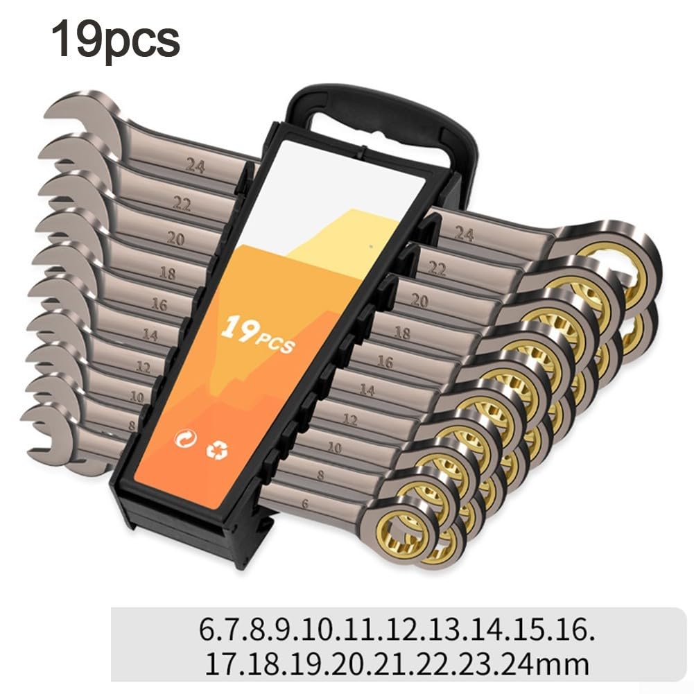 Set di chiavi a cricchetto a 72 denti forgiate in cromo vanadio con testa a doppio uso con acciaio Torx per la riparazione di auto e elettrodomestici (19 pezzi 624)