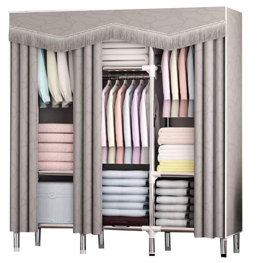 Armario de lona para ropa portátil gris que elimina el desorden de tus prendas sueltas