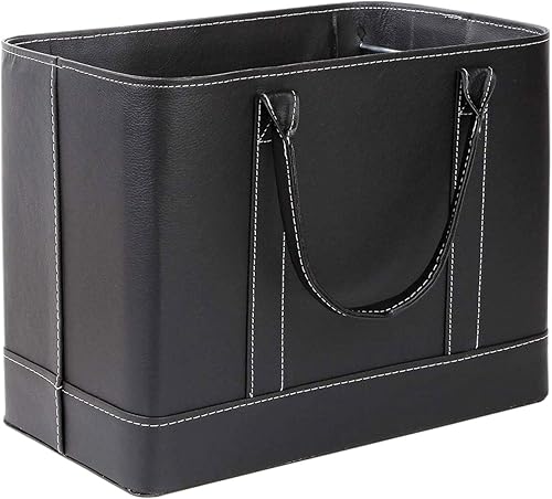 Miniatura 5 de HOME DISTRICT Chic File Organizer Tote - Important Document Organizer Bag, Portable File Box with Handle, Black