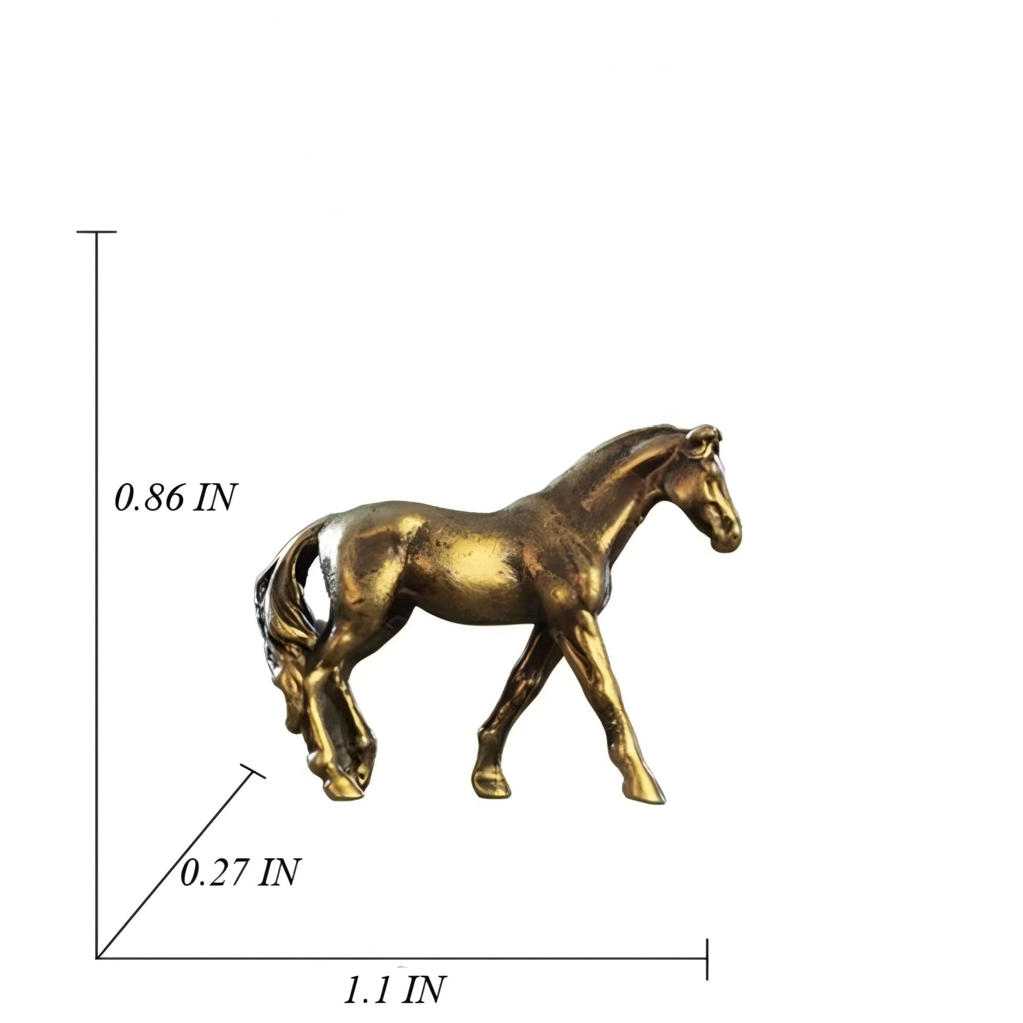 Zestaw 4 miniaturowych figurek koni z mosiądzu – ręcznie wykończone metalowe figurki koni, rustykalna dekoracja biurka z brązu, małe zabytkowe konie do ekspozycji na półce, kolekcjonerskie m