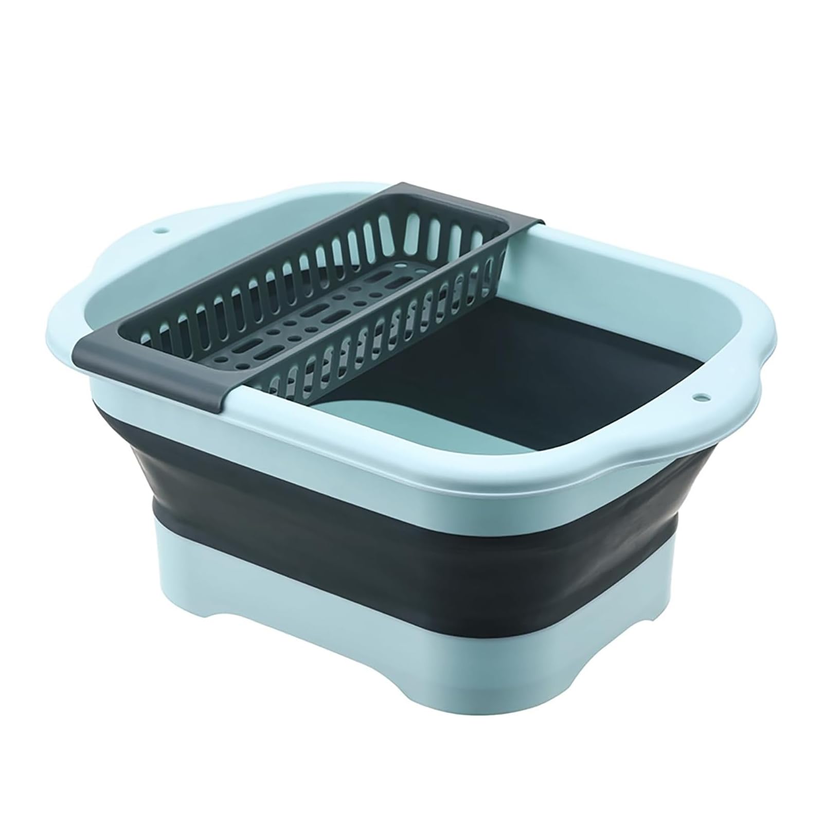 Zusammenklappbares Geschirrbecken mit tragbarer Spüle, 11 l, zusammenklappbarer Eimer mit Ablaufstopfen, faltbare Spüle, Spülwanne, Spülbecken für Gemüse, Waschen, Camping, Wohnmobil, Küche (grün)