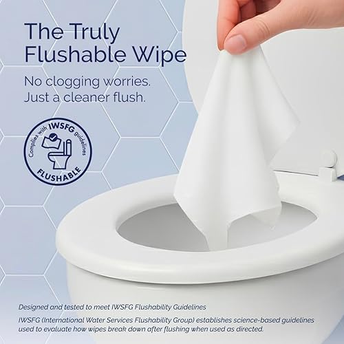 Miniatura 2 de Hoppi Flushable Baby Wipes, 99% Water Hypoallergenic for Sensitive Skin, Plant-Based, Fragrance-Free, Sewer & Septic Safe, Silky Flush Toddler Potty