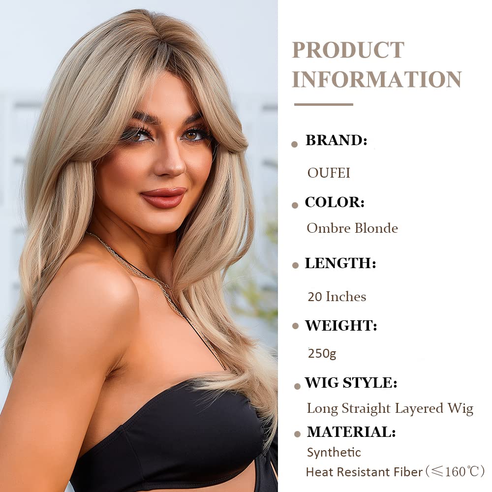 Amazon.com : OUFEI Long Straight Blonde Wigs for Women  display picture 3