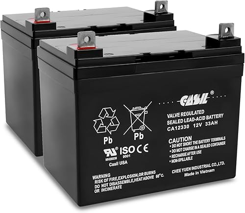 Casil Batería de repuesto de 12 V 33 Ah compatible con almacenamiento solar y silla de ruedas Jazzy Scooter 2 unidades