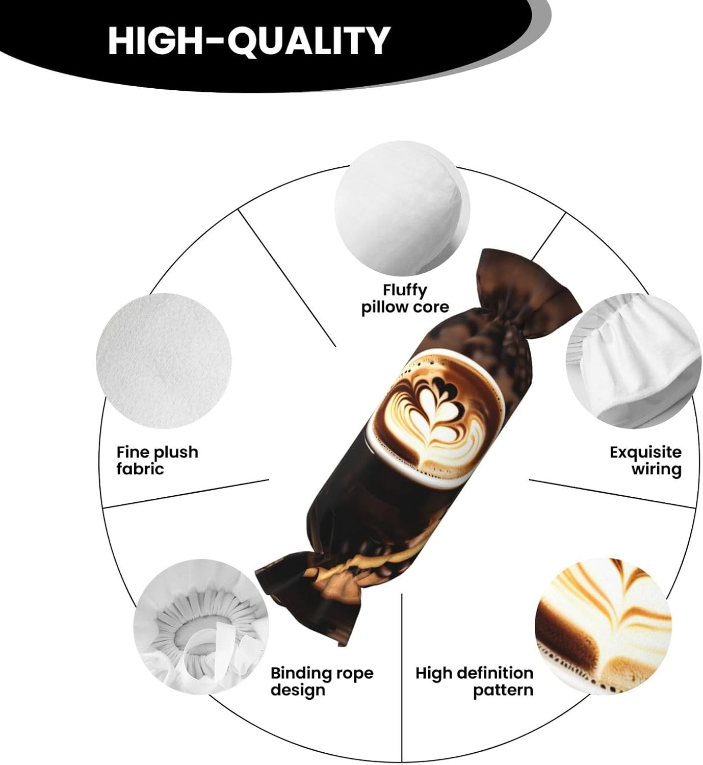 Delicious Heart Coffee Print Candy Cylindrical Comfortable Pillow Throw Pillows Home Decor Easy Maintenance