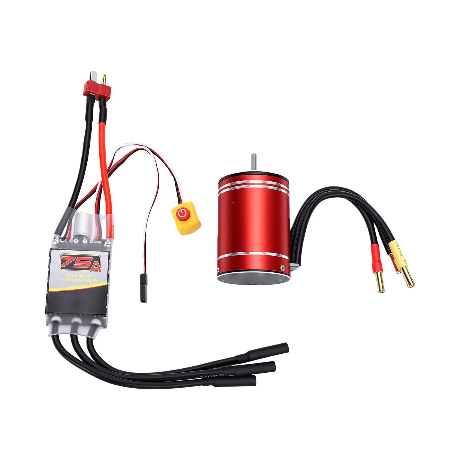 VGEBY Bezszczotkowy Silnik i ESC Combo Bezczujnikowy 2800KV 75A dla 1 10 Samochodów RC Łodzie Aluminiowe żeberka Chłodzące CNC Wał 3,17 Mm Konfiguracja 2S 3S dla Samochodu Wyścigowego Buggy Truck