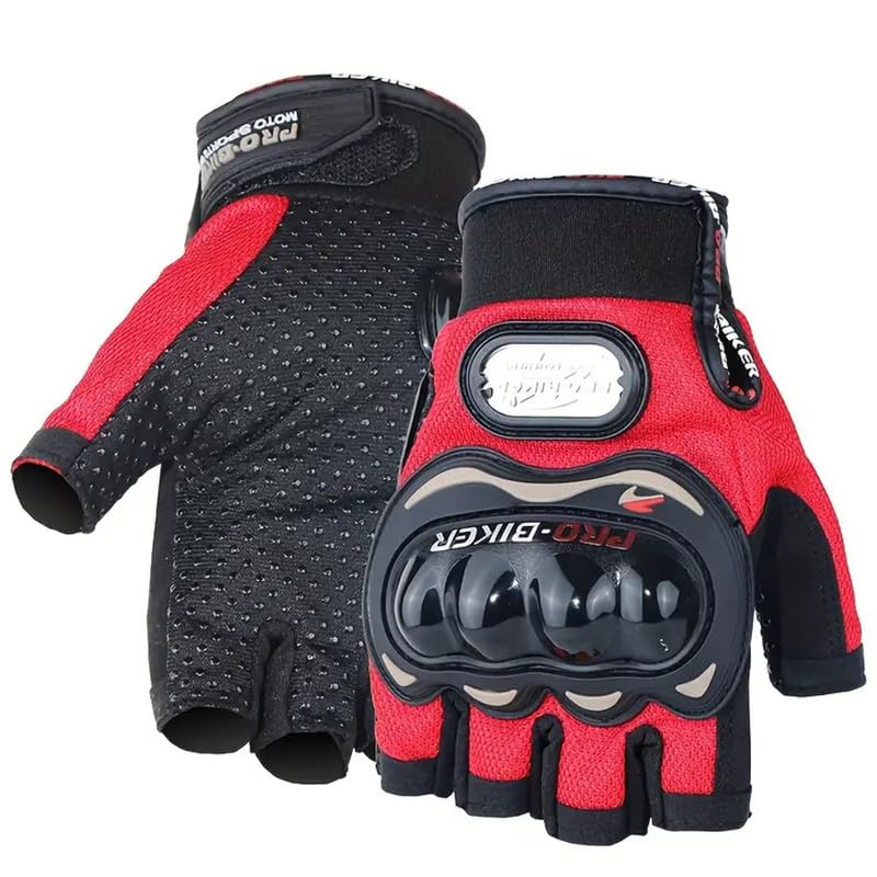 AdrotiZ Biker Gloves for Men and Women - Hard Shell Knuckle Protection, Comfortable Half Finger Design, Style with Rubber, Non-Slip Grip, Durable Padding, Perfect for Riding, Hiking, and Travel