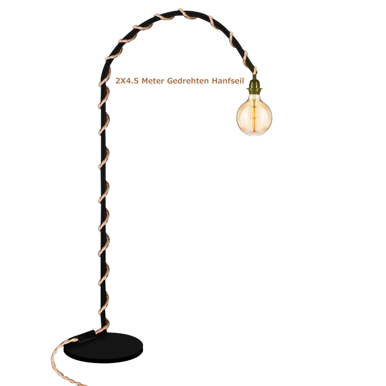 WANGCL Kit De Suspension Vintage De 4,6 M Avec Cordon De Chanvre Torsadé Et Interrupteur à Prise En Tissu Pour Lampe E26 E27 Pour La Ferme Et La Cuisine