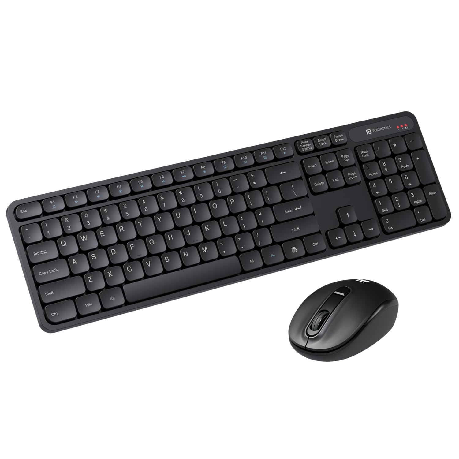 (Refurbished) Portronics Key8 Combo Wireless Keyboard and Mouse Set with 2.4 GHz Wireless, Large Keycaps, 104 Keys, Adjustable Mouse Sensitivity, 12 Multimedia Hotkeys, USB Receiver for PC, Laptop, Mac (Black) (B0DGPZ41Q8) Amazon Price History, Amazon Price Tracker