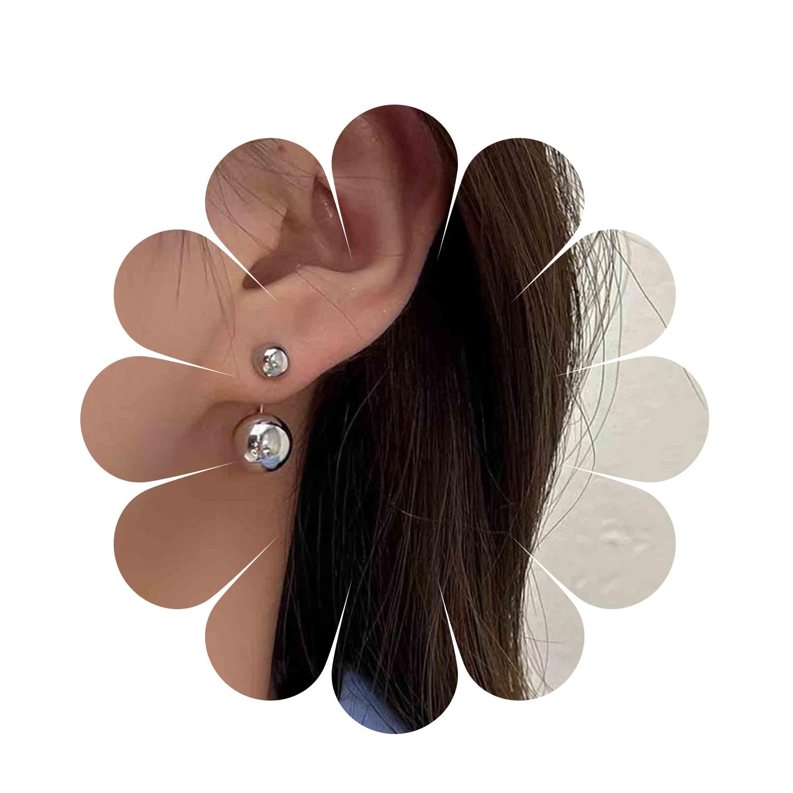Orecchini vintage boho con palline blu e decorazioni in argento, lunghi 5,5 cm - gioielli di moda! - Italia