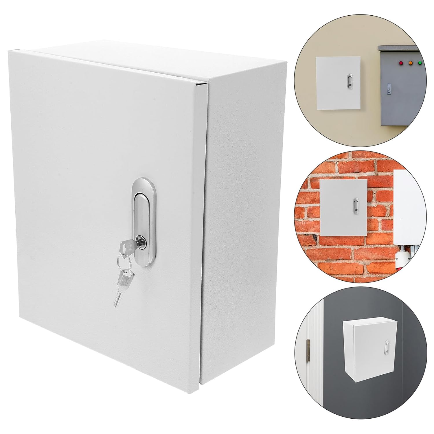 Unomor Wall-Mounted Small Waterproof Electrical Junction Box 250x300x140mm Thickened Outdoor Cable Enclosure Weatherproof Circuit Breaker Control Cabinet Without Handle for Industrial