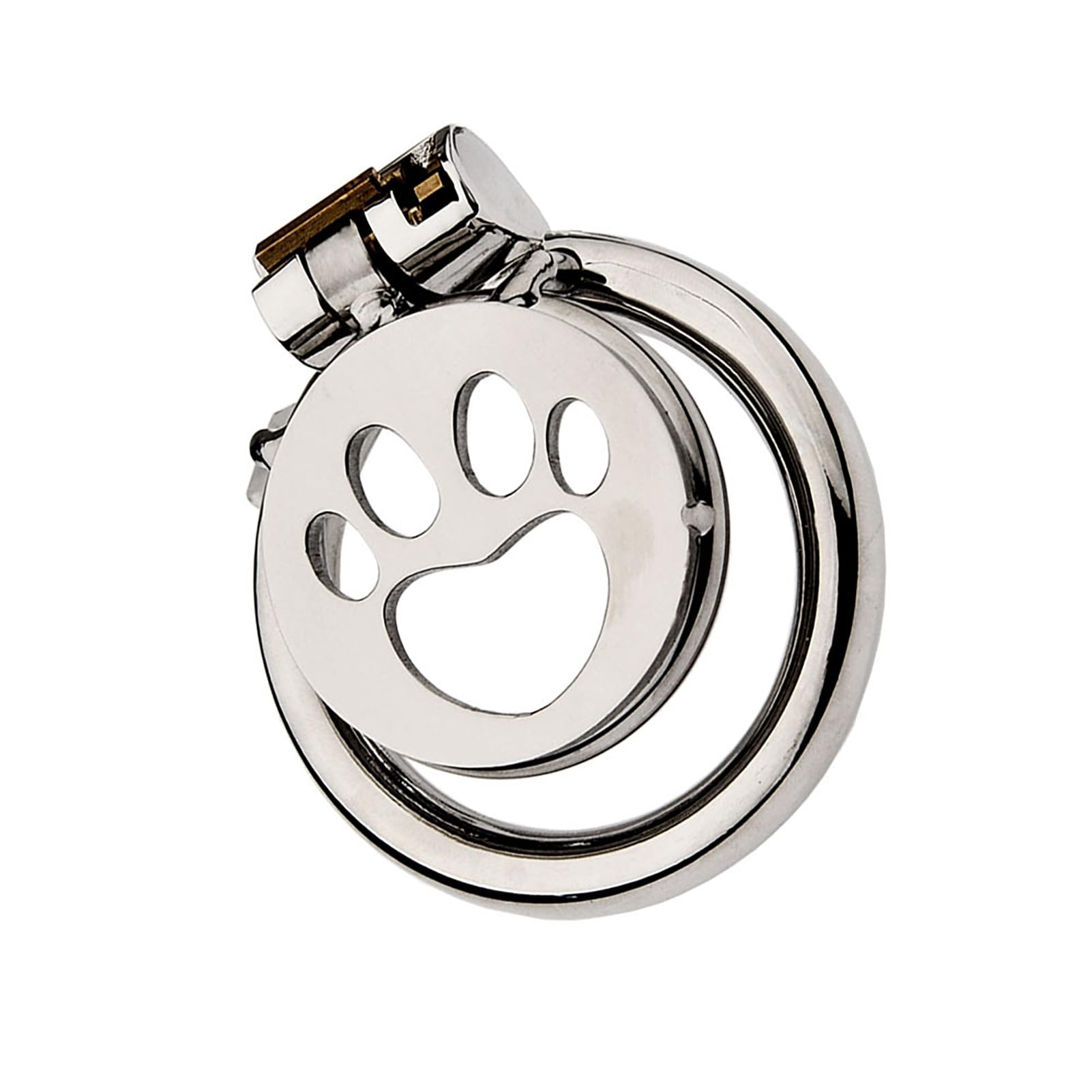 Jaula de castidad plana en la forma de una pata de gato con cerradura invisible y llave invertida Jaula de castidad para los hombres de acero inoxidable pene (silver,50mm)