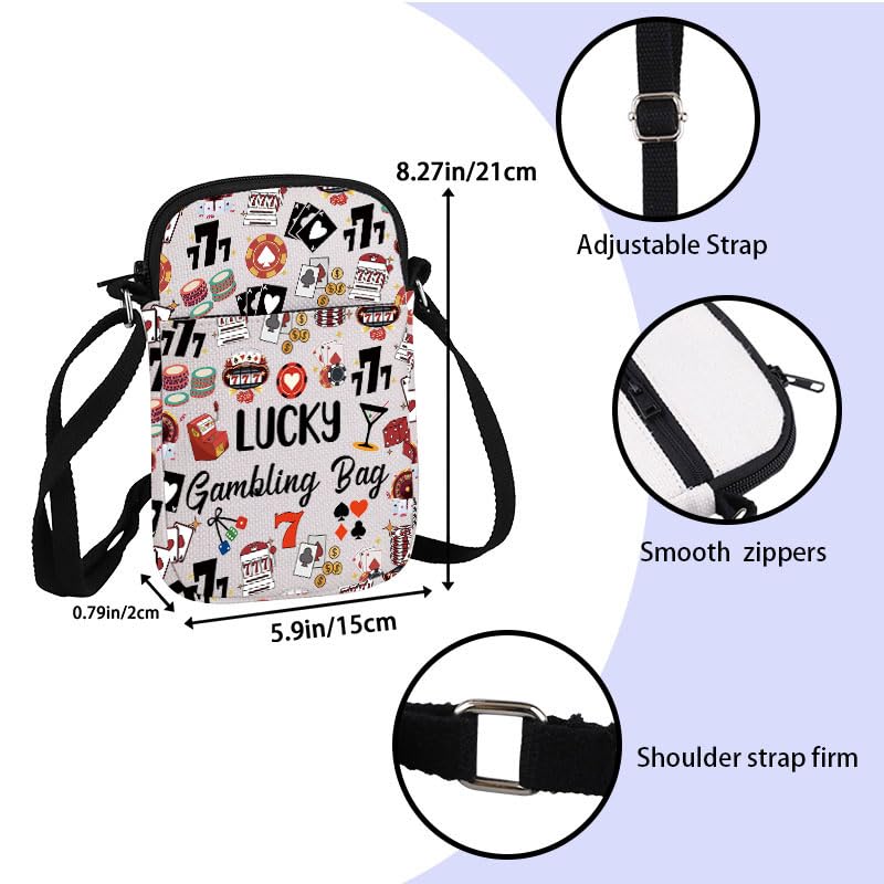 ZJXHPO Casino Lover Gift Lucky Gambling Bag Cash Cross Body Bag For Gambler Poker Player Messenger Bag Gambling Lover Gift2