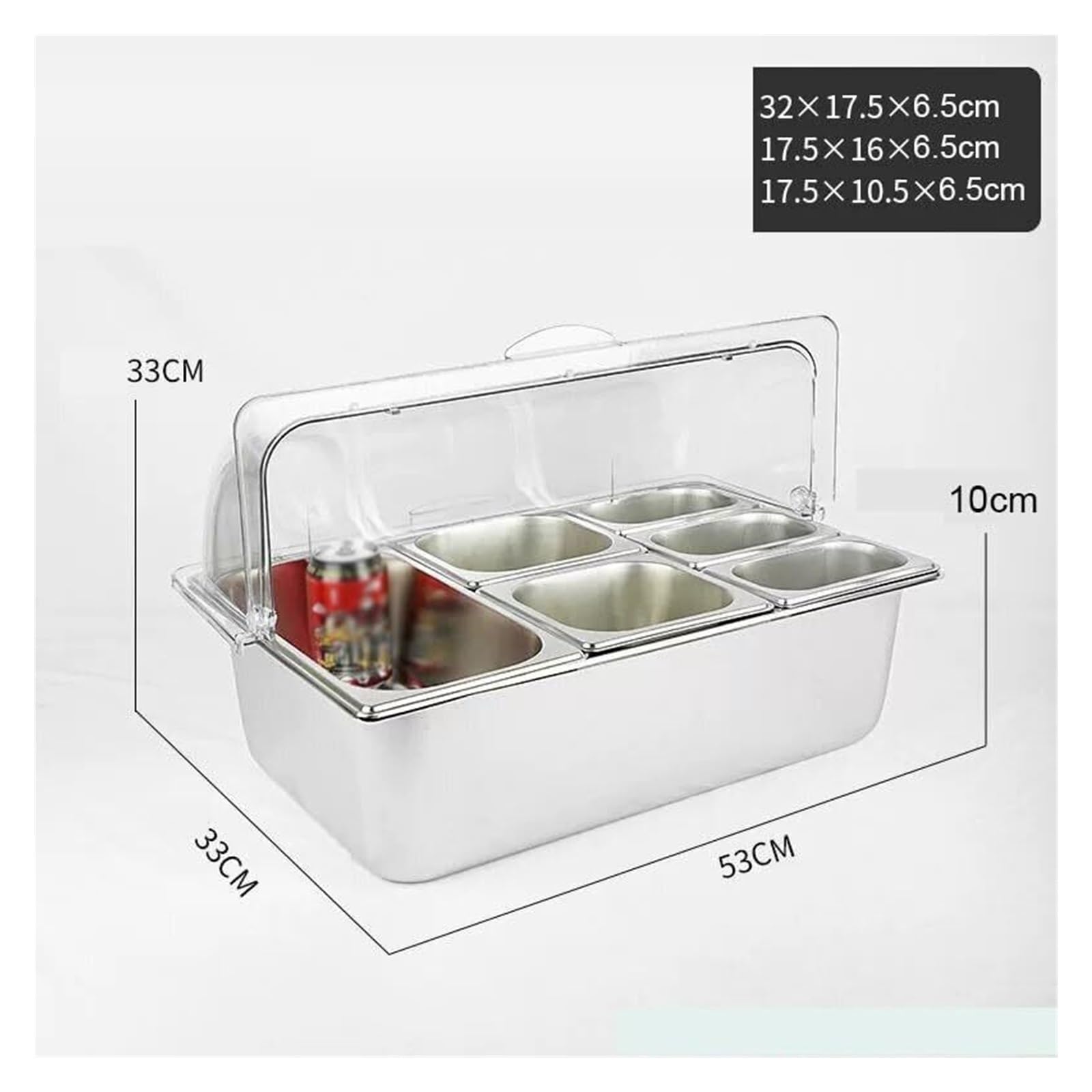 Estante para especias, dispensador de condimentos para encimera con tapa transparente para uso comercial en restaurantes y cocina