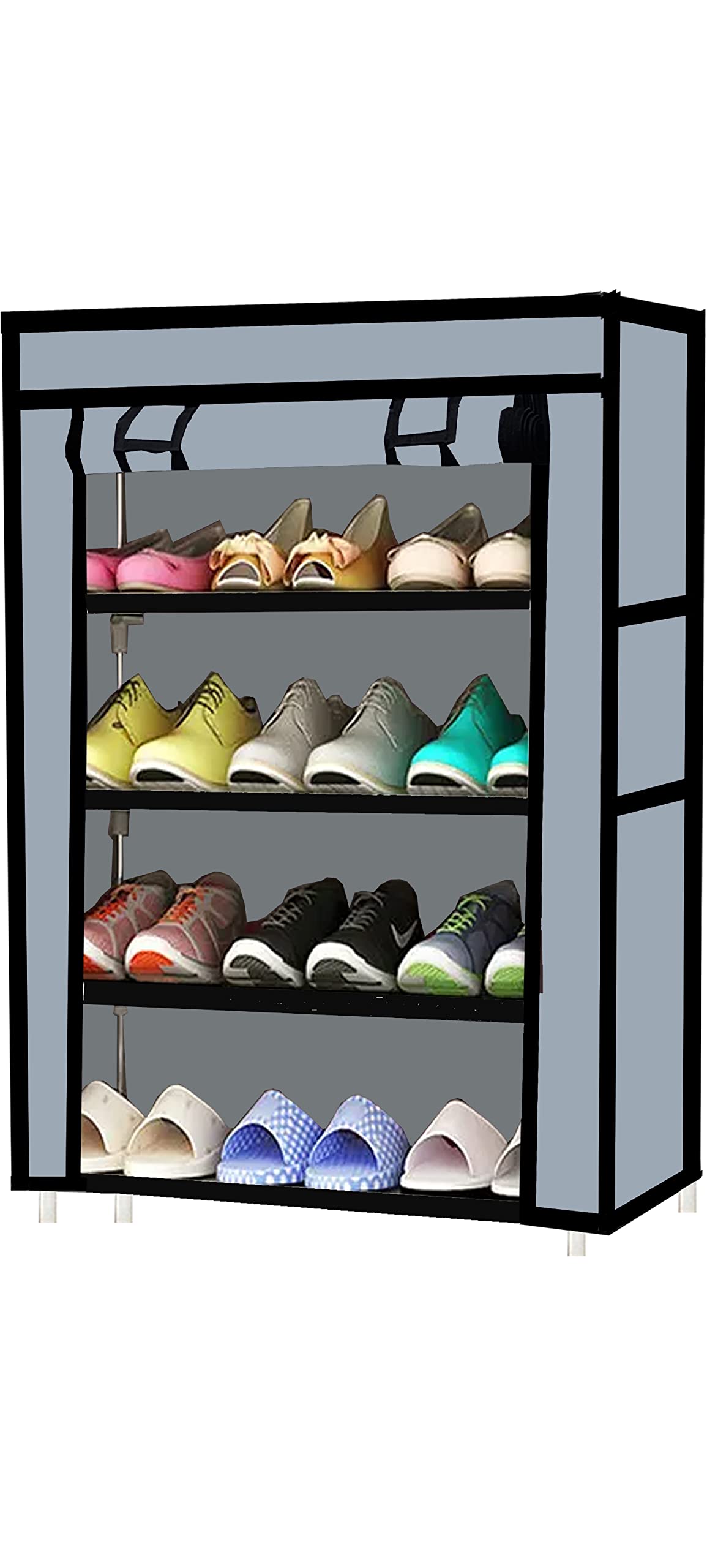 ROBMOB Multipurpose 4-Tiers Shoe Rack for Home Improvement Furniture| Multiuse Wide Space Rack Made by Non Woven Fabric for Footwear, Toys, Clothes| Chappal Stand| Grey, Cm (B0BSV6ZF8Q) Amazon Price History, Amazon Price Tracker