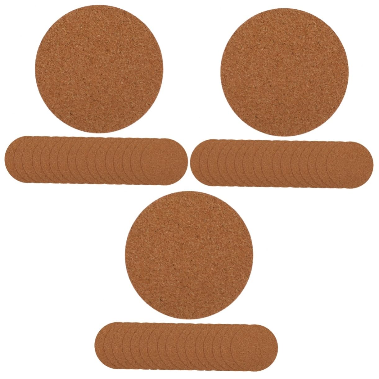 jojofuny 3 Sätze Selbstklebende Kork-untersetzer Untersetzer Untersetzer Korkenrunden Pads Tassenpads Für Zu Hause Saugfähig Kork-Pads Korkuntersetzer Für Partys Hellbraun 60 Stück * 3
