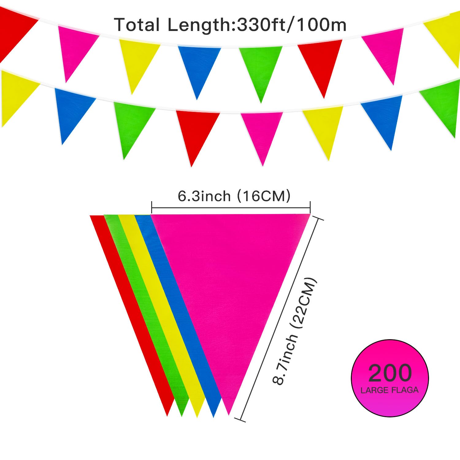 Bunting vlaggen buiten, tuin bunting waterdicht 60 vlaggen veelkleurige Hessische bunting banner imitatie linnen driehoek vlag decoratie voor bruiloft verjaardagsfeestje festival (5 Bunting Banner