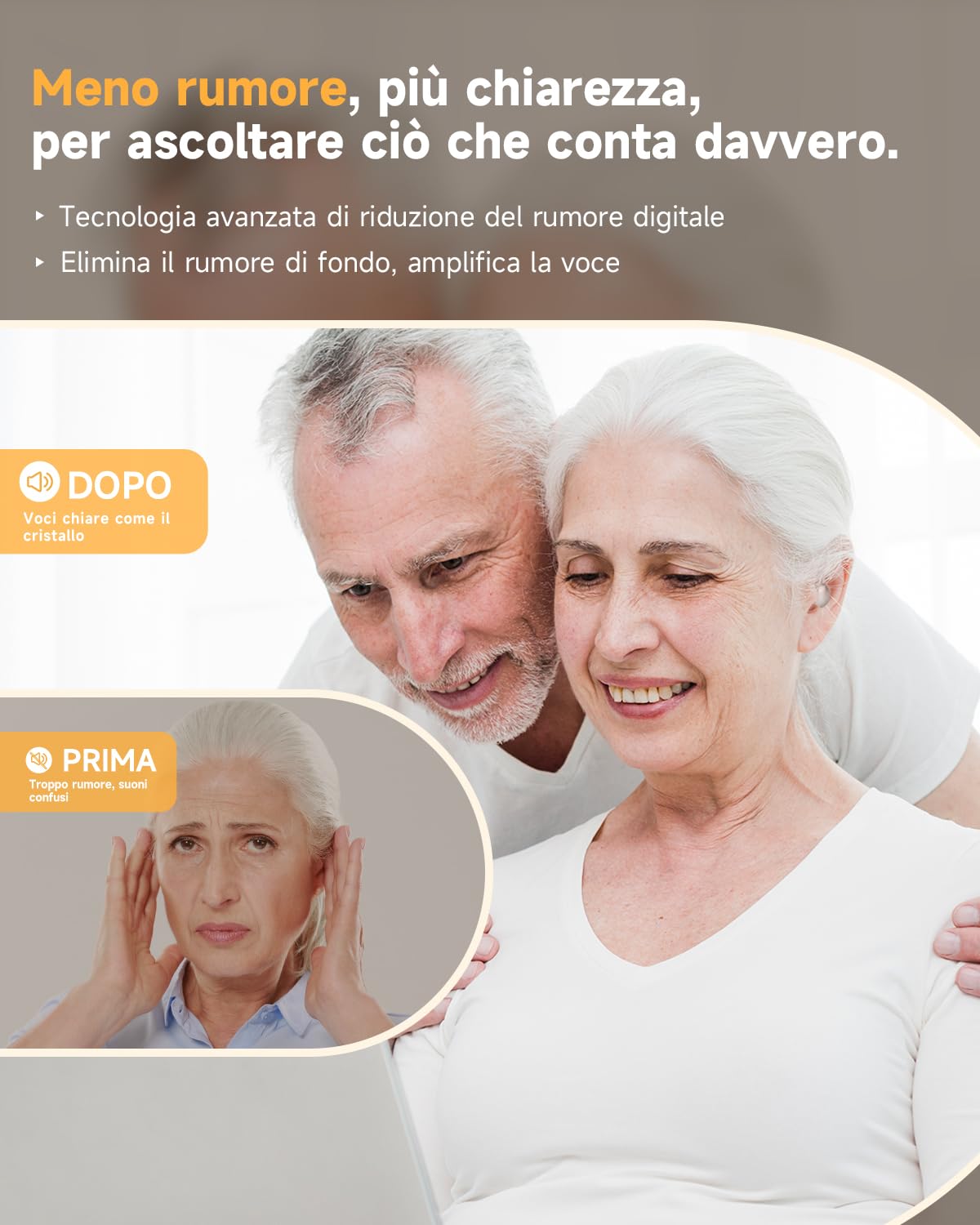 Britzgo dispositivo in Silicone, lunga durata, cancellazione intelligente del rumore, 1 coppia (argento)