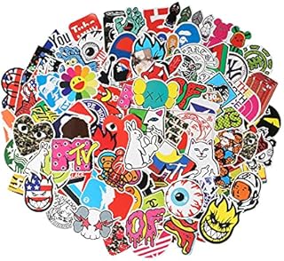 Yzwuyou 101pcs Skateboard Stickers Pack Non-Repeat Cool Sticker Pack Waterproof Reusable Vinyl Brand Stickers for Adults Teens Boys Graffiti Cars Guitar Travel Luggage Helme Furniture Bike Laptop