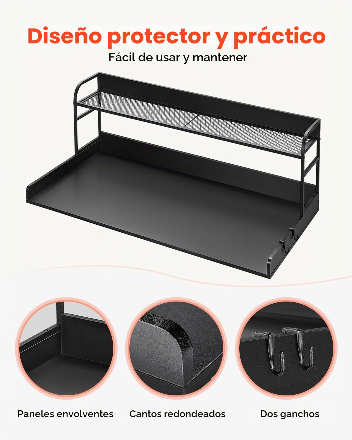 VEVOR Encimera para Lavadora y Secadora con Estante de 2 Niveles Encimera de Madera 137x70 cm para Lavadora y Secadora con Almohadillas Antideslizantes para Organización Almacenamiento, Negro