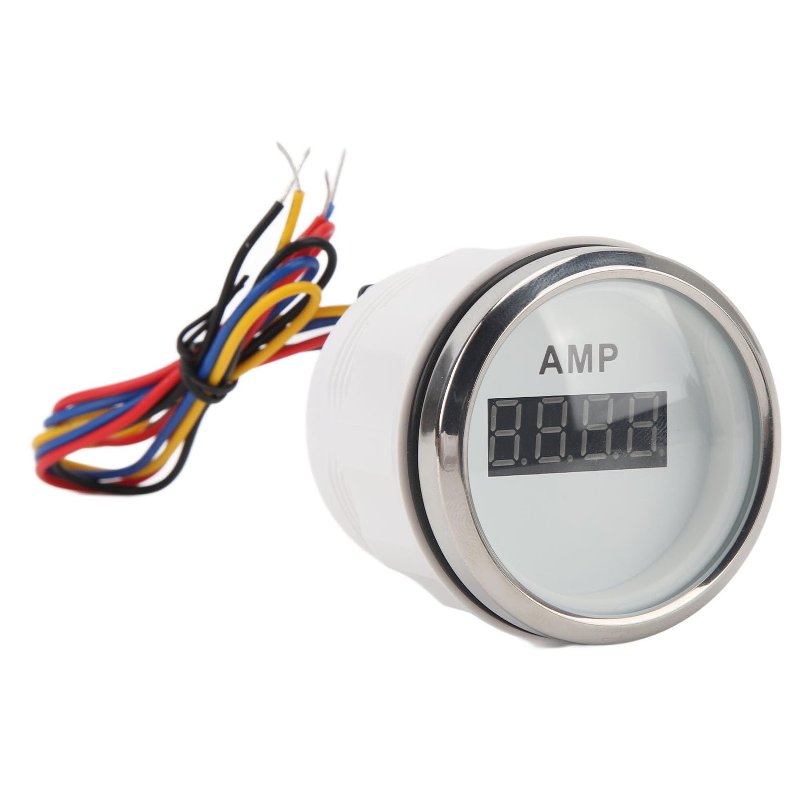XHTLLO 52MM Digital Ammeter DC9 V 100A Sensitive Sensor AMP Gauge for RVs Yachts Fishing Boats Ships, Clear Display (White Dial Silver Bezel)