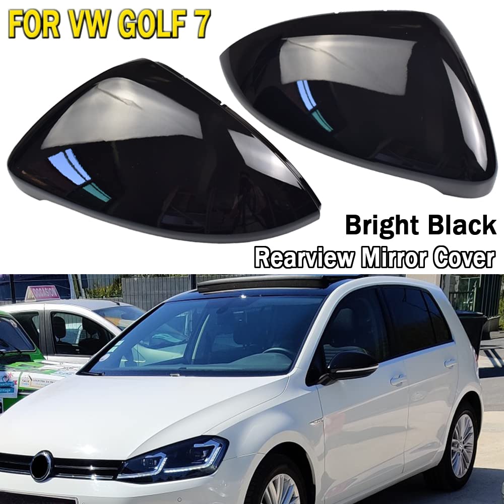 Couvre-rétroviseurs latéraux de remplacement pour VW Golf 7 MK7 MK7.5 GTI R GTE GTD pour Touran L 2016-2019 (Noir brillant)
