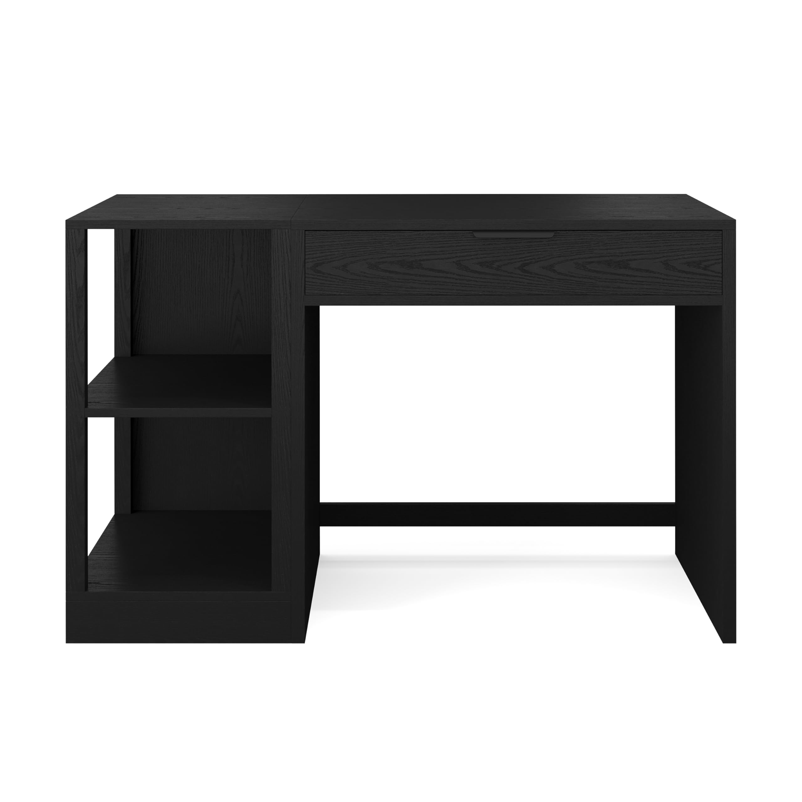 Martha Stewart Kayden Home Office Modular Desk with Drawer and 2 Tier Shelf in Black with Oil Rubbed Bronze Hardware