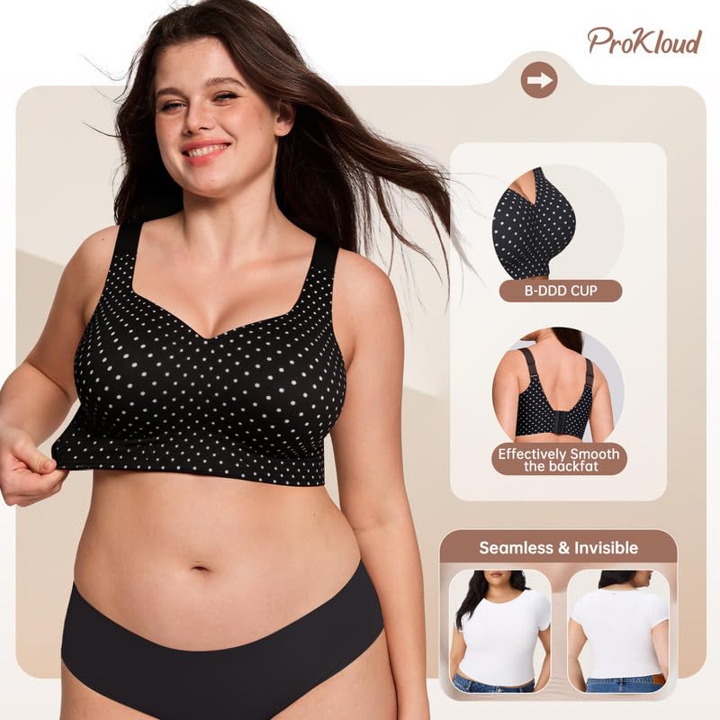 Image of ProKloud Jelly Bras for Women No Underwire Wireless Bra with Support and Lift Full Coverage Plus Size Comfy Seamless Bra