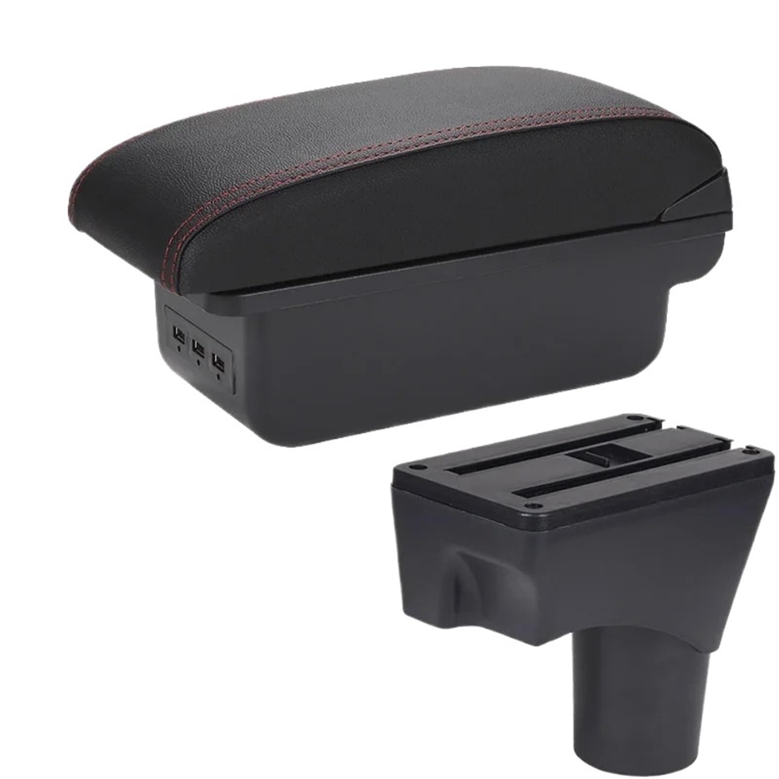 NOKRGQW Car Armrest Box For Nissan For Sunny March Micra K13 2010-2022 Car Armrest Storage Box Retrofit Parts Accessories(B1 Black red 3USB)