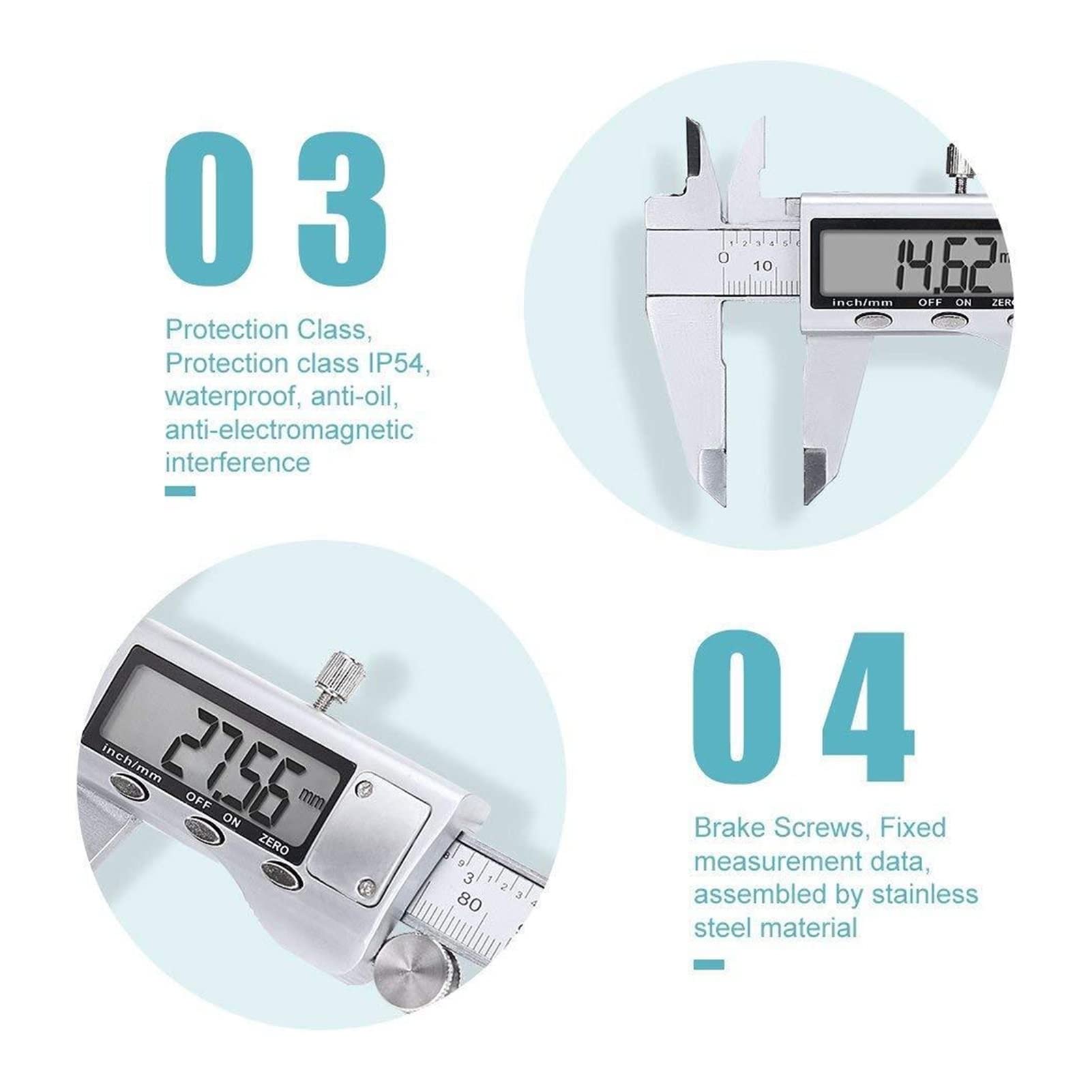 Suwmiarki cyfrowe Metalowy zacisk 150/200/30. 0mm. Ze stali nierdzewnej Elektroniczny Cyfrowy Mikrometr Werkier Mikrometr Pomiarowy Caliper Narzędzie Przyrząd pomiarowy (Color : 300MM)
