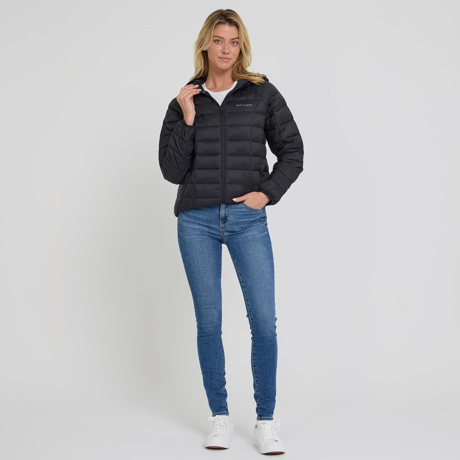 Spyder Packable Puffer Jacket Womens with Hood, Lightweight Full Zip Winter Quilted Womens Puffer Coat