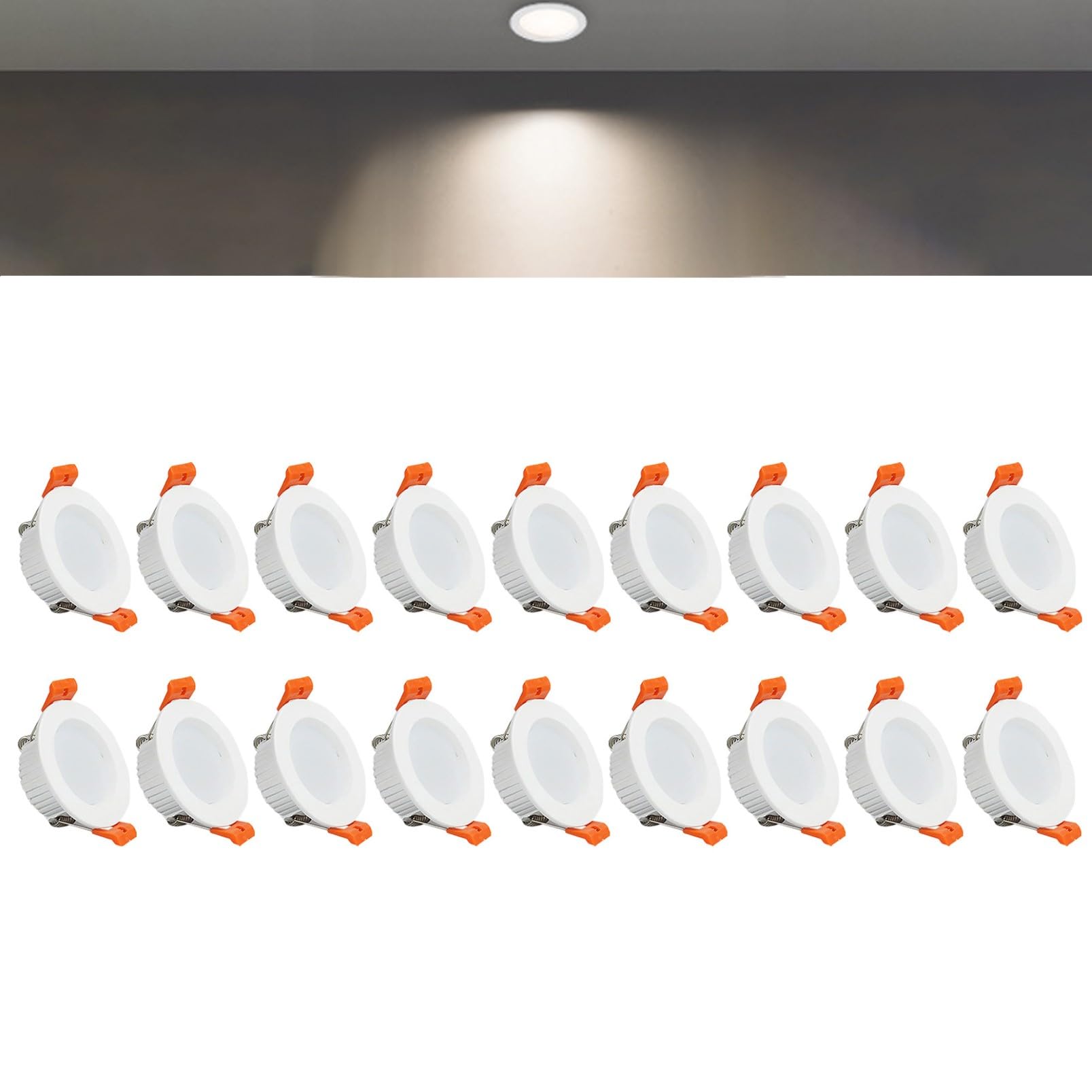 TTiiLoe 3W Round LED Recessed Ceiling Spotlights, 4000K Neutral White Ultra Slim Panel Ceiling Light, Cut Φ50-55mm, AC110-240V Downlights for Hallway Stairwell Showroom, 18 Pack
