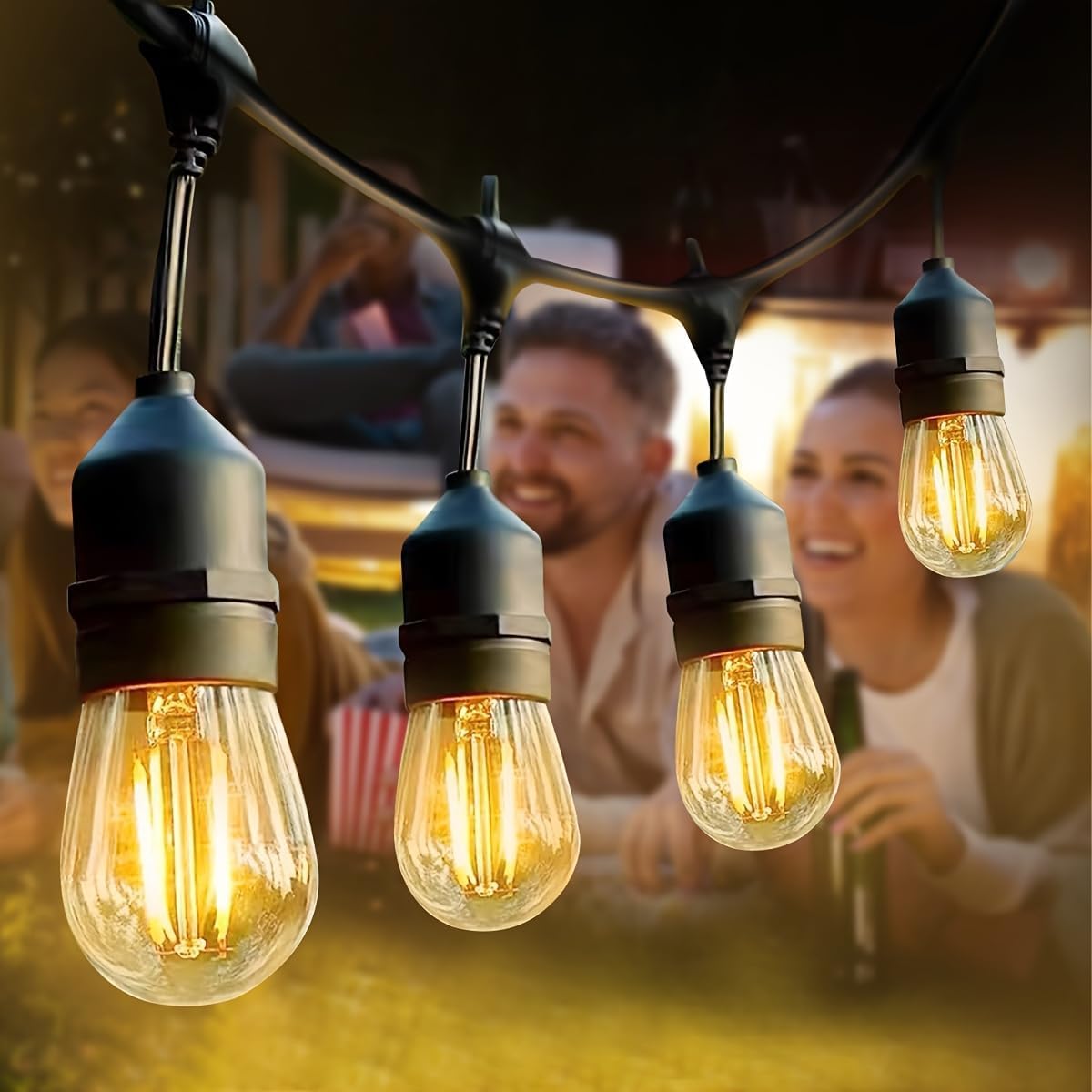 H+Y Catena Luminosa Esterno 15M/48ft, S14 Luci da Esterno Giardino con 15+1 LED Lampadina, IP65 Impermeabile 2700K Bianco Caldo, Luci Esterno per Gazebo Terrazzo Balcone Festa Cortile Bianco Caldo