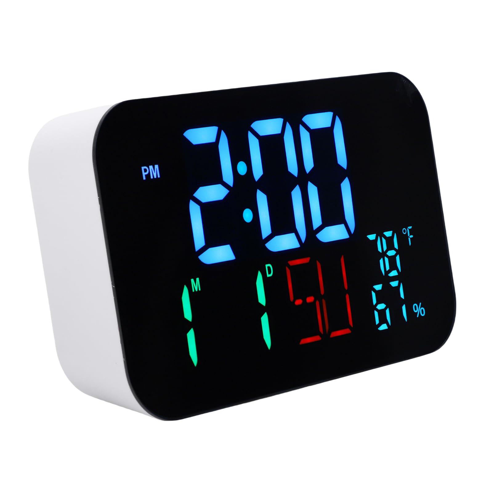 WiFi Smart Clock, Weather Station Alarm Date Day Large Display Brightness Adjustable Thermometer Humidity Digital Clock Compatible with Tuya Smart App, for Home Office (White Shell- Blue