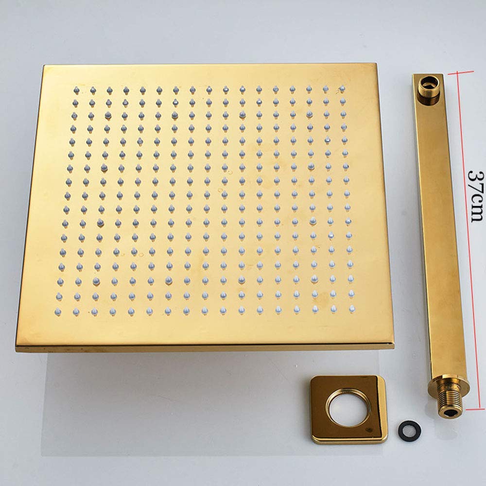 Set Doccia Combinato con Miscelatore a Pioggia Dorato e Display Digitale, Rubinetto Doccia a Parete per Bagno con soffione, doccetta a Mano e Bocca di erogazione per,8 Inches