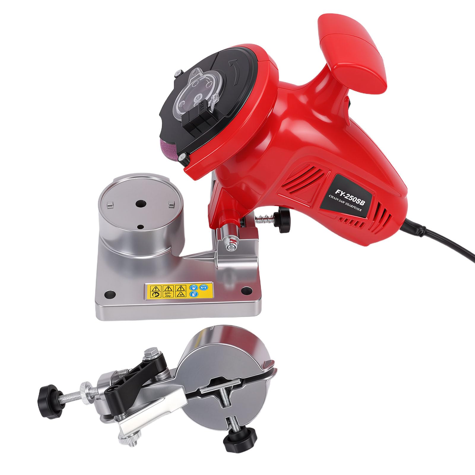 Afilador de Motosierra Eléctrico de ángulo Ajustable de 250 W para un Afilado Seguro y Eficiente de Cadenas de 1/4 a 3/8 Pulgadas con Portátil Rojo (Enchufe de la UE)
