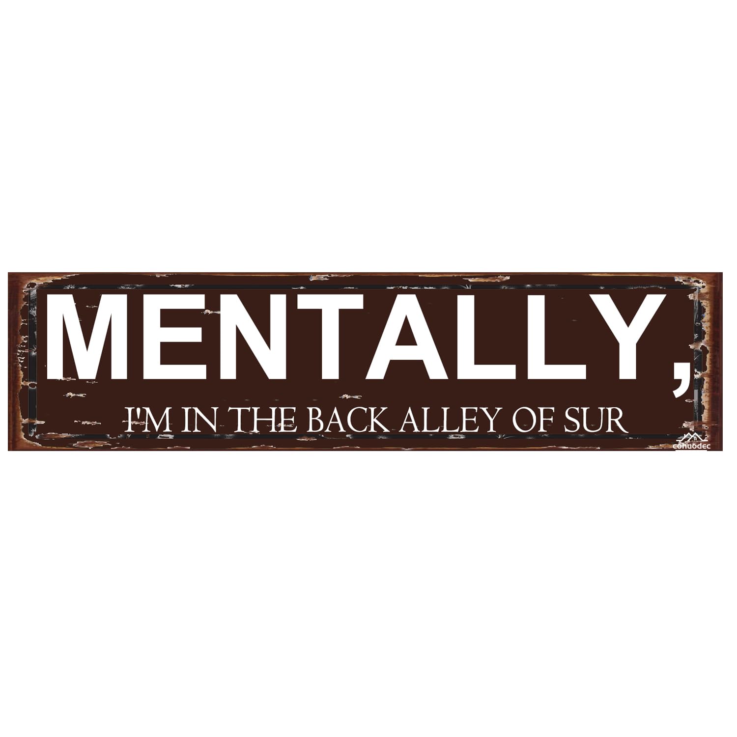 peiyeety Mentally I'm in the Back Alley of SUR Sign, Funny Rustic Metal Wall Art, 16 x 4 Inch Farmhouse Office Decor Plaque