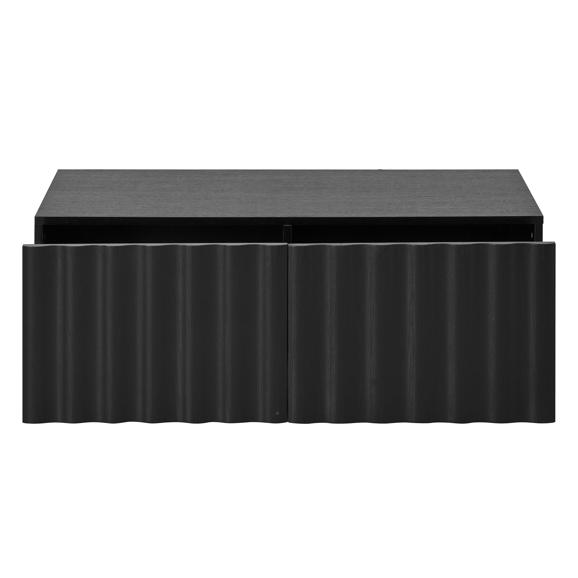 Juego de muebles de salón con diseño de ondas, mueble de TV y mesa de café, almacenamiento moderno, estable, práctico, color negro