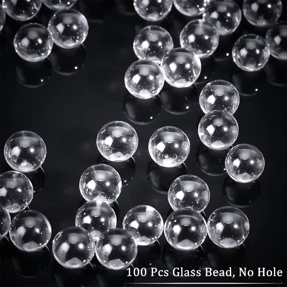 NBEADS Lot de 100 perles rondes en verre transparent sans trou de 10 mm pour la fabrication de bijoux et la décoration d'intérieur