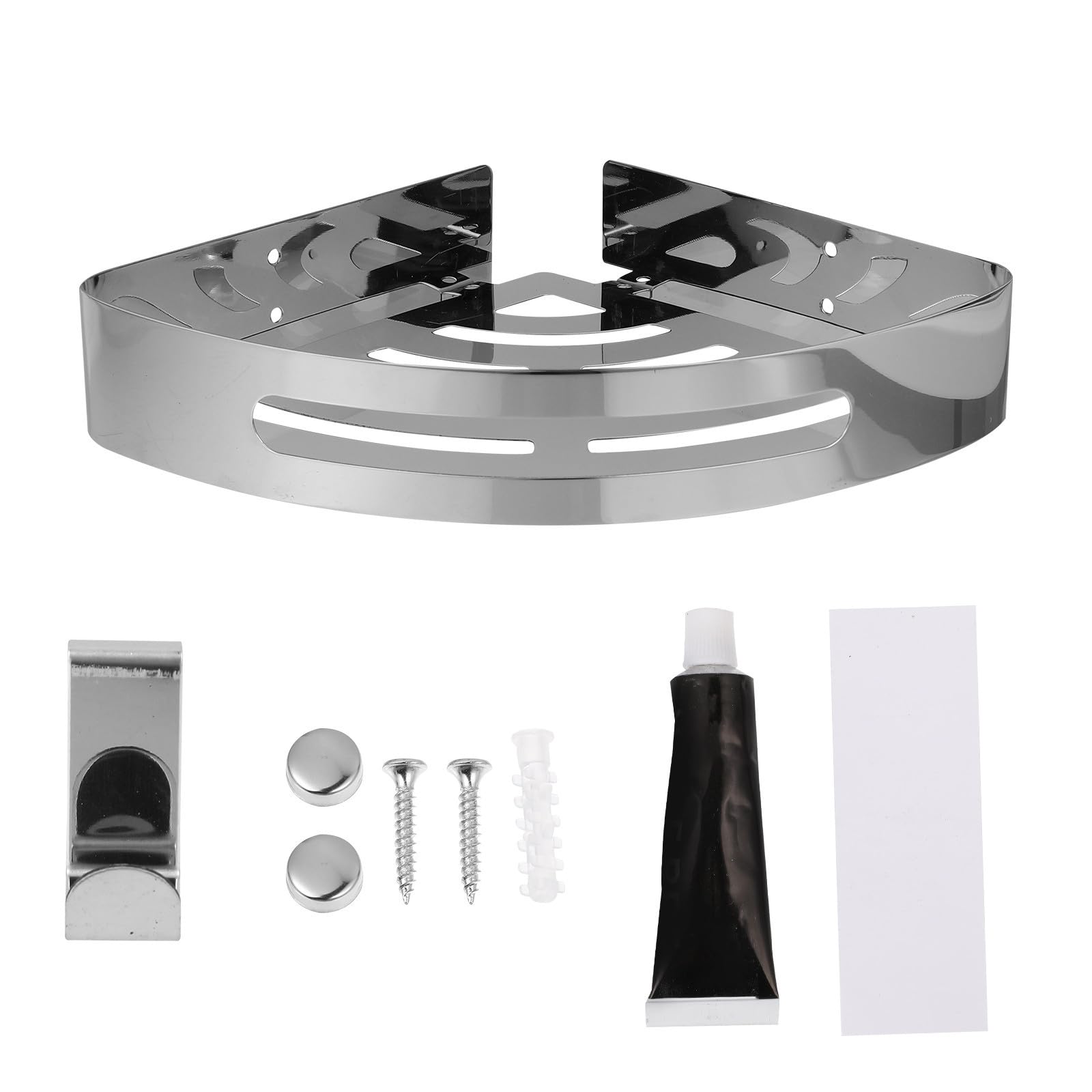 Estante de baño triangular con ganchos, organizador de esquina de acero inoxidable para ducha